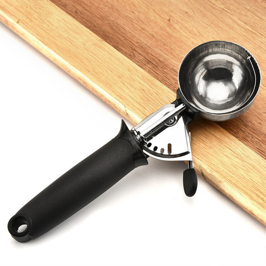 1Pc Ice Cream Scoop, Stainless Steel Fruit Ice Cream Scoop Spoon with Plastic Handle Kitchen Tool