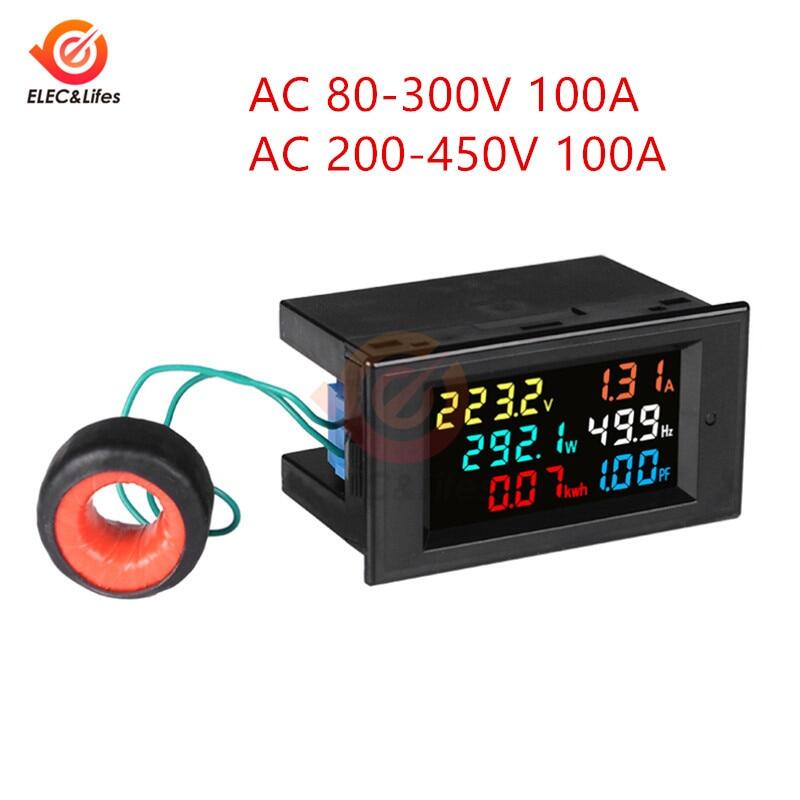 100a lcd digital panel wattmeter energy power meter voltmeter ammeter frequency indicator ac 110v 220v 380v
