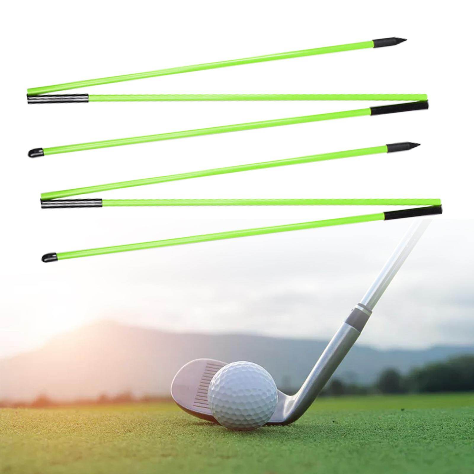 aternee 2x Golf Alignment Training Sticks, Golf Swing Trainer, 3 Sections 48 inch Folding Alignment Rods for Full Swing, Putting, Aiming