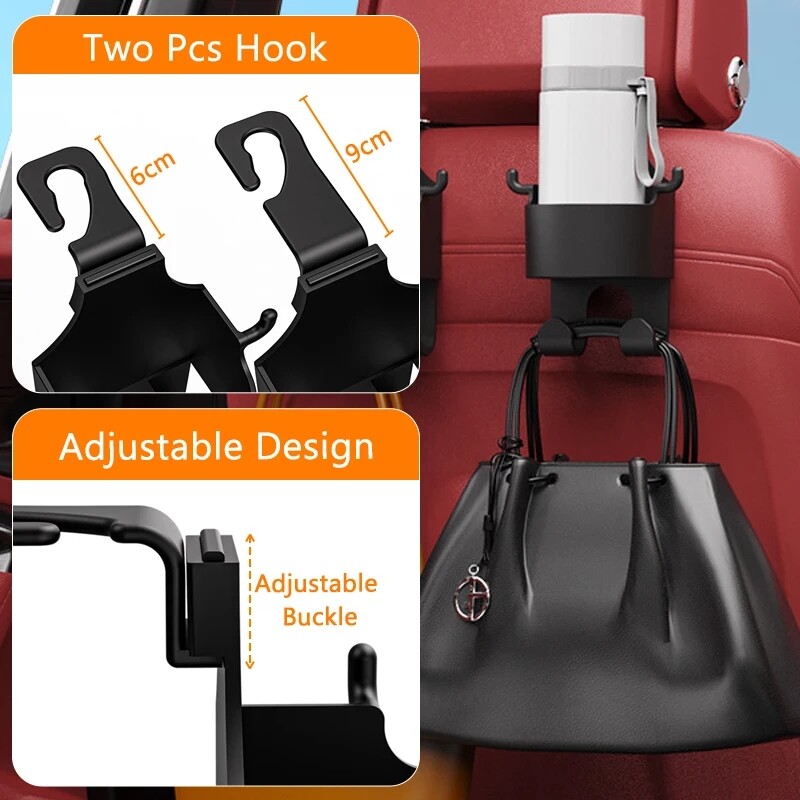 2 cái xe hơi đa chức năng tựa đầu ngăn để cốc với móc lưng ghế xe kê điện thoại treo núi đồ uống lưu trữ Chai Nước Uống chủ