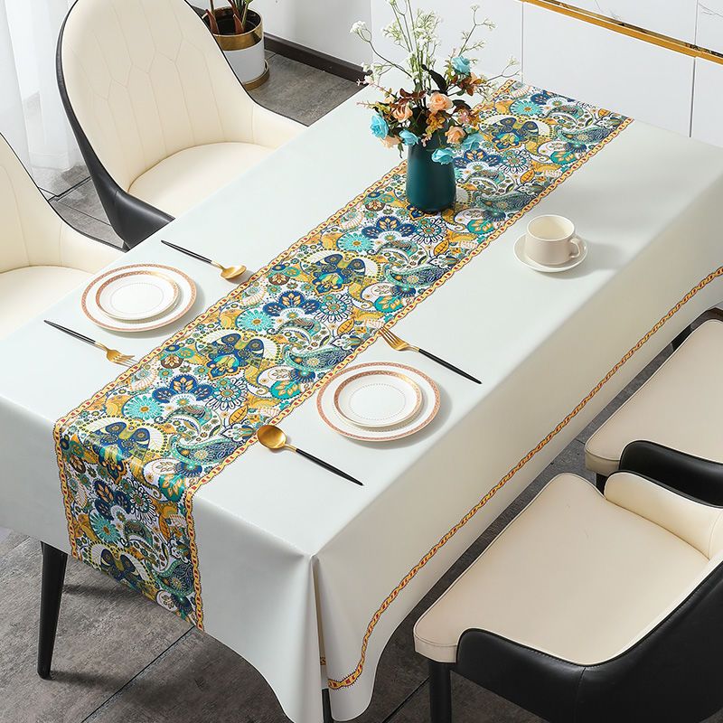 New Tablecloth Waterproof, Oil-proof, Anti-scalding, Disposable, Rectangular Tablecloth, Coffee Table Cushion, Bedroom Tablecloth, Ethnic Style