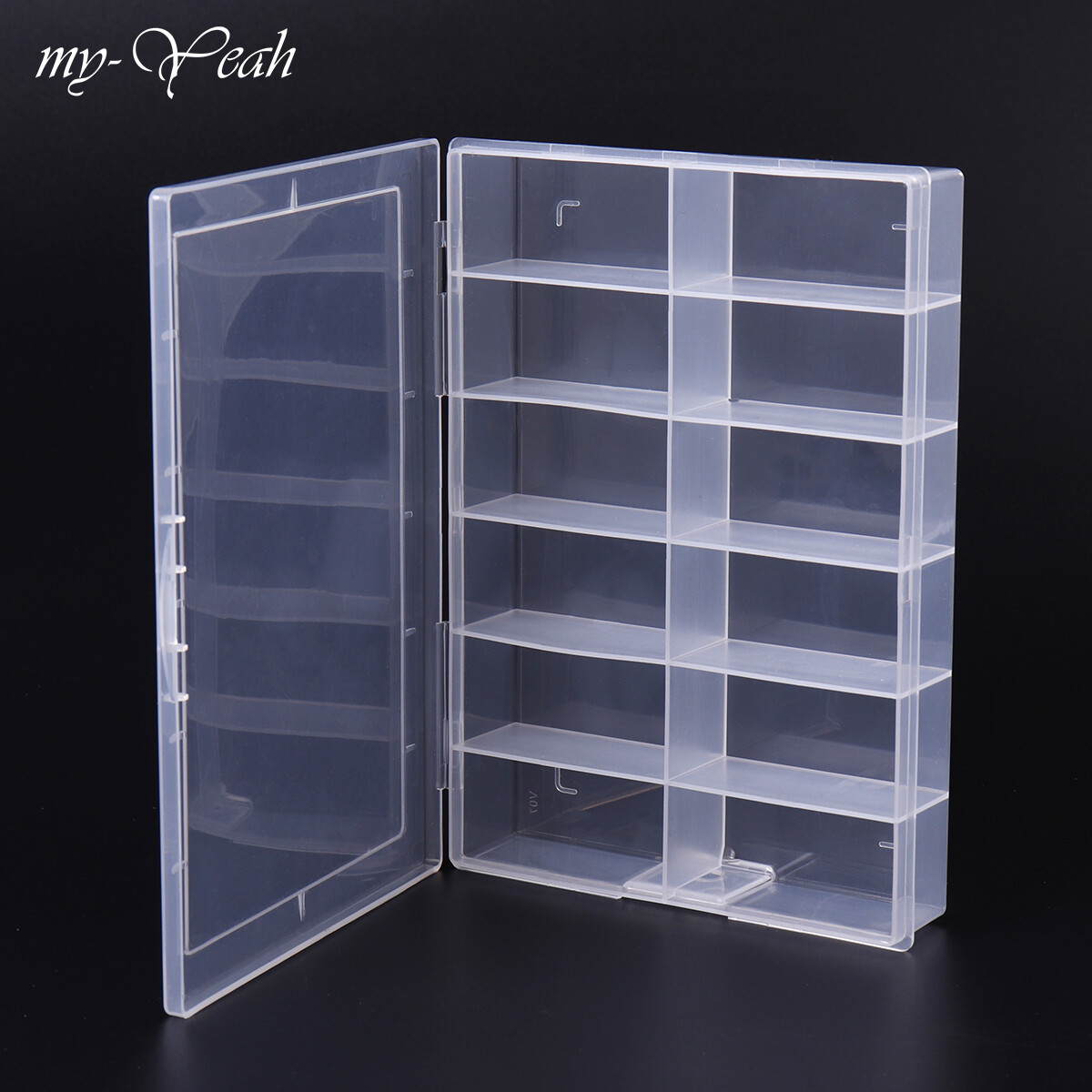 myyeah 12 Grids Rectangle Transparent Nail Art Storage Box Nail Rhinestone Jewelry Manicure Decoration Accessories Container Case