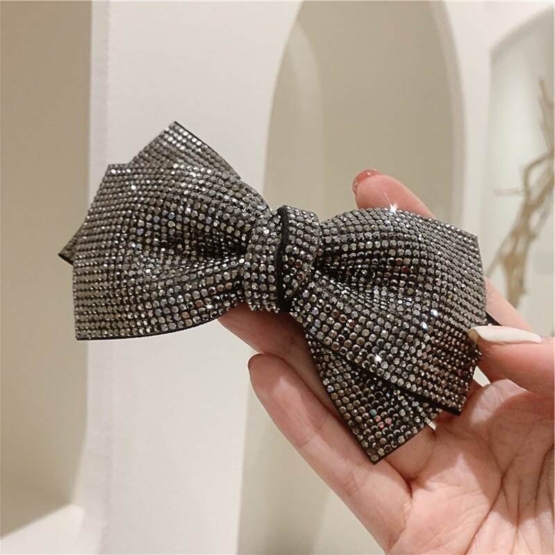 New Korean Hair Clip Fashion Instagram Style Shiny Diamond Bow Hairpin For Woman Girls Hair Accessories