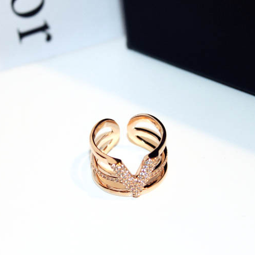 Titanium steel Rings For Women Trendy Fashion Mosaic CZ Zircon Resizable V type Rings Wedding Promise Anniversary Statement adjust Ring