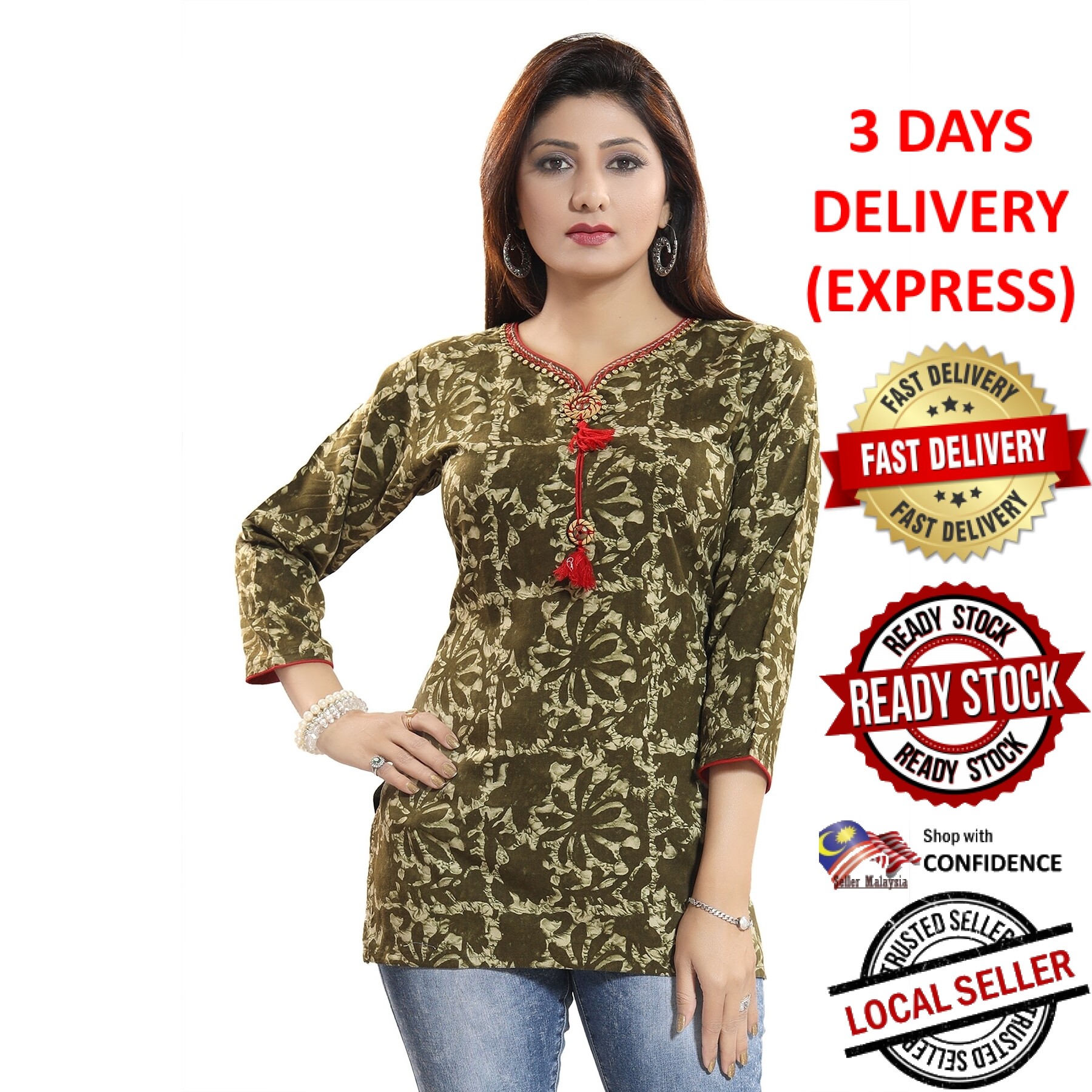 Indian Designer Rayon Party Wear Short Top/Tunic 