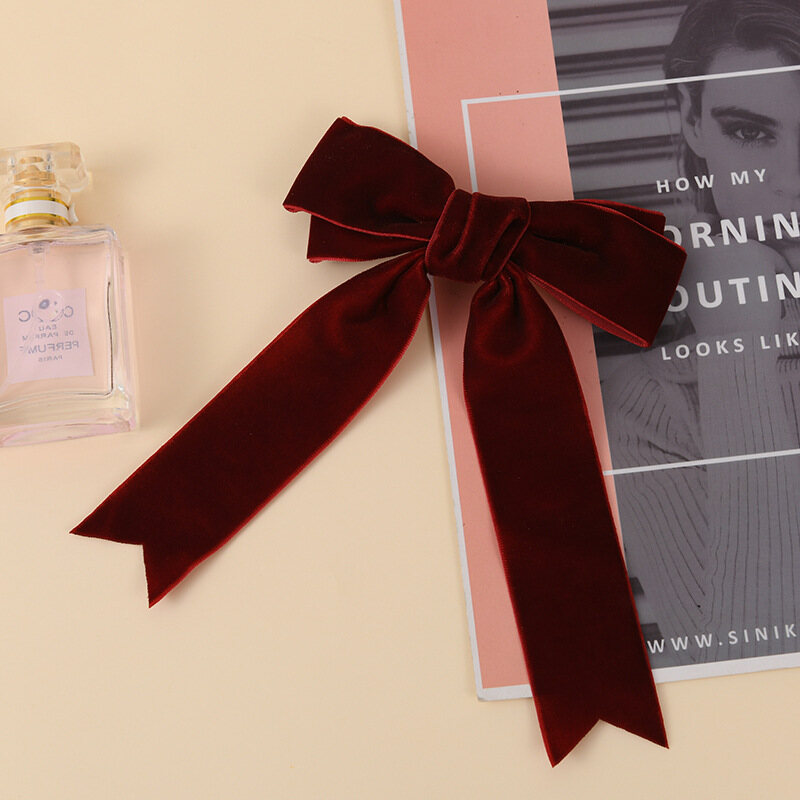 1Pc Hair Clip Korean Style Velvet Bow Ribbon Hairpin Ins Top Clip Hair Accessories Women