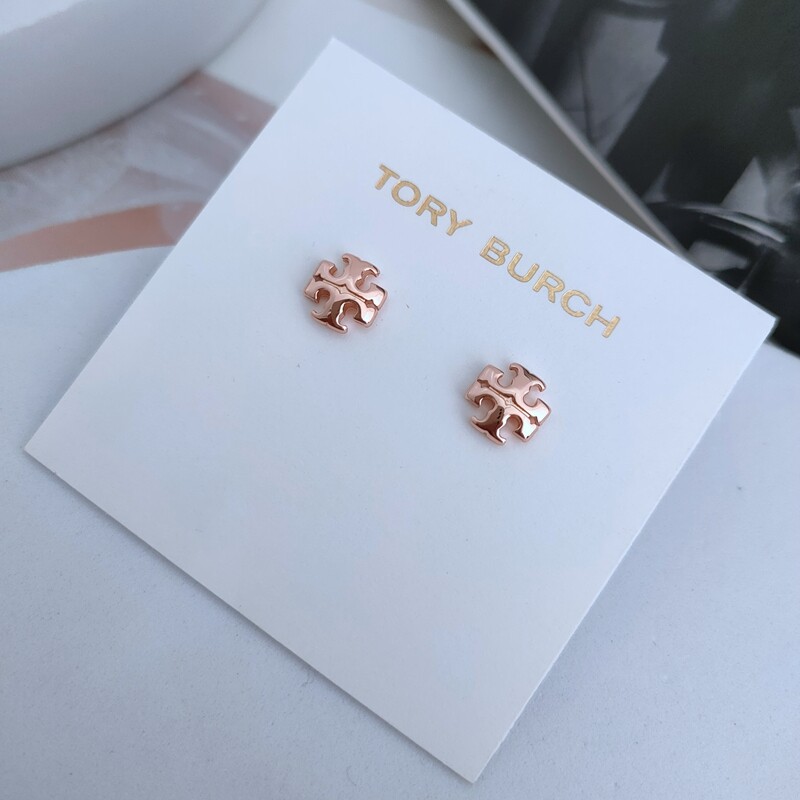 TORY BURCH Tory Burch simple round enamel glaze glaze hollow hexagonal TB home earrings for girls
