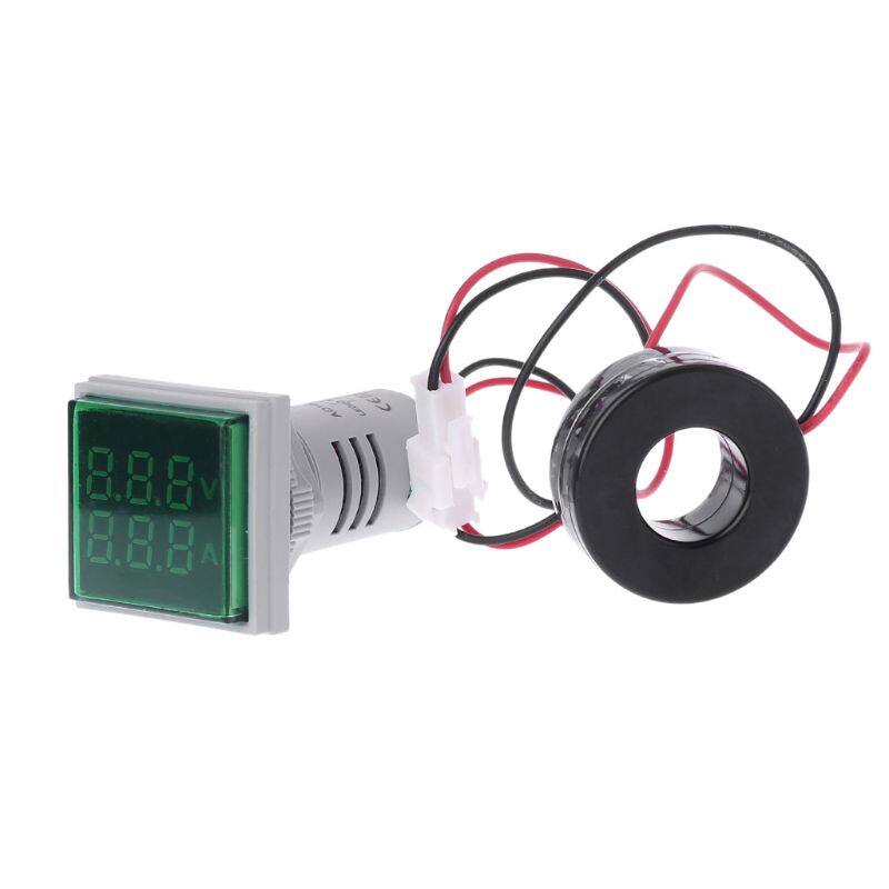 Square LED Digital Dual Display Voltmeter & Ammeter Voltage Gauge Current Meter AC 60-500V 0-100A