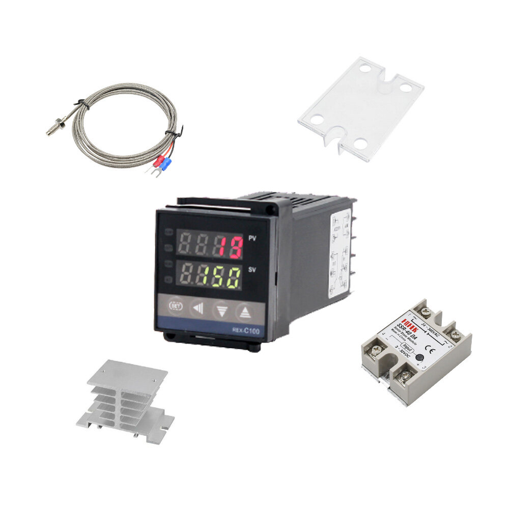 Diymore Bộ Điều Chỉnh Nhiệt Độ  REX-C100, Bộ Điều Chỉnh Nhiệt Độ Điện Tử PID, Màn Hình Kỹ Thuật Số, Bộ Điều Nhiệt Đầu Ra Rơ Le M * A Pid, Bộ Điều Khiển Nhiệt Độ + 40 Da Ssr, Bộ Cảm Biến K, Đầu Dò Nhiệt Điện