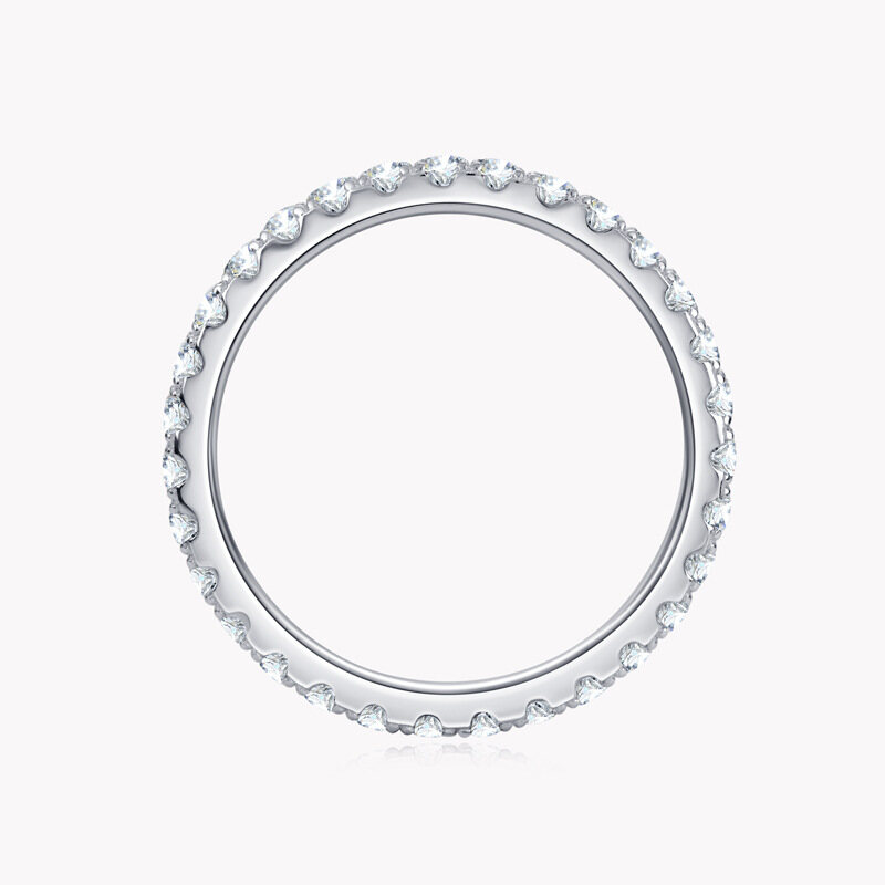 Bestone 2mm Moissanite Row Ring Tail Ring 925 Silver Full Circle Moissanite Ring