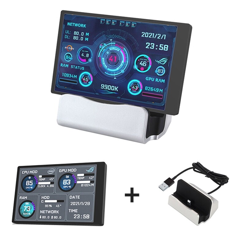 New 3.5 Inch IPS TYPE-C Secondary Screen Computer CPU GPU HDD MonitorUSB Display For Freely AIDA64 Mini Monitor