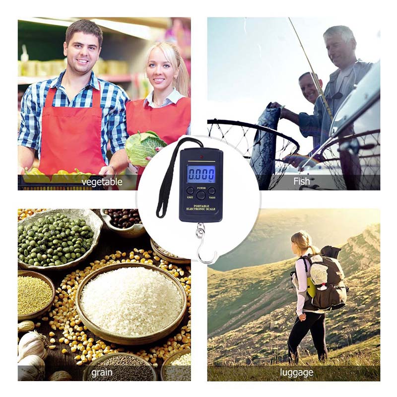 AlepTau 40kg X 10g Electronic Digital Scale – Large LED Display, Portable For Luggage & Fishing