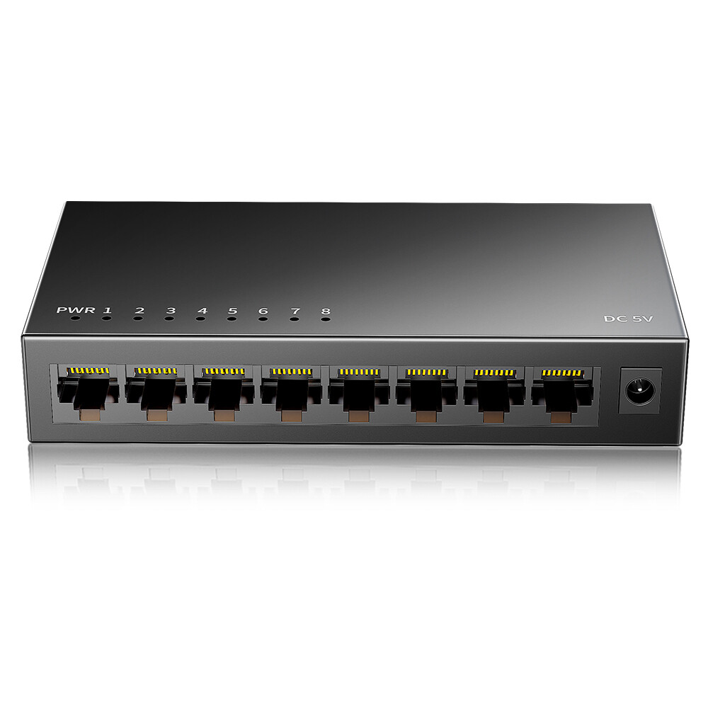 AMPCOM Network Switch 5/8 Ports Switch Ethernet 1000Mbps Gigabit High Performance Smart Switcher RJ45 Hub Internet Injector