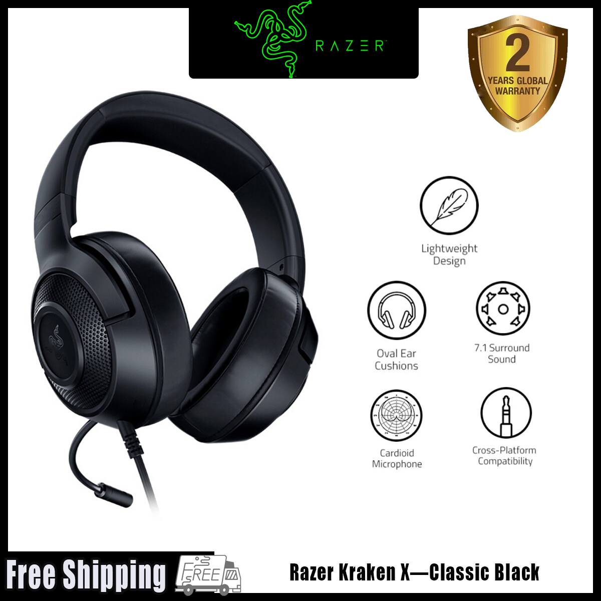 Razer Kraken X Ultralight Gaming Headset 7.1 Surround Sound