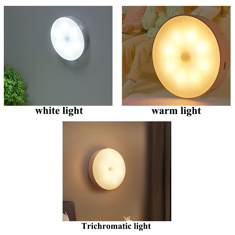 JJT Wireless wall lights, automatic lights, sensor lights, LED sensor lights, bedside lights, bedroom lights, LED lights, wall lights, stair lights, USB charging, soft light. night light wardrobe lighting cabinet lamp night light reading lamp