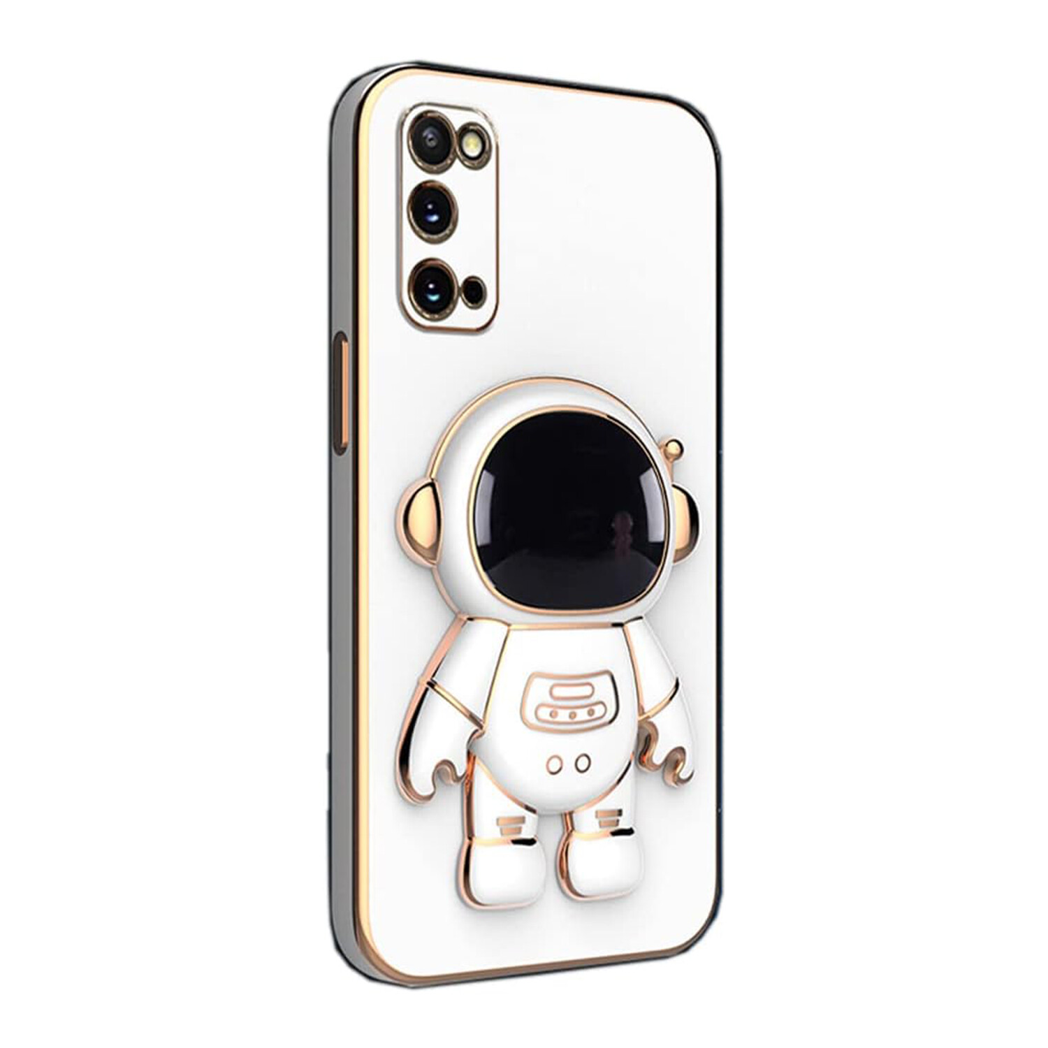 Compatible with Galaxy Note 20 Ultra Case Cute Plating 3D Astronaut Hidden Kickstand Holder Case Soft TPU Bumper Electroplating Shockproof Protective Cover Phone Case for Samsung Galaxy Note 20