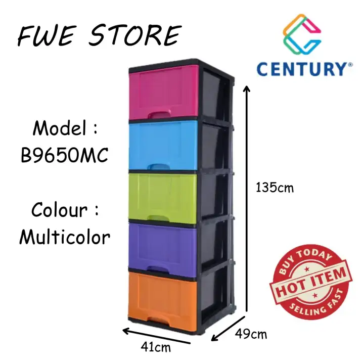 Century 5 Tier Plastic Drawer Plastic Cabinet Storage Cabinet