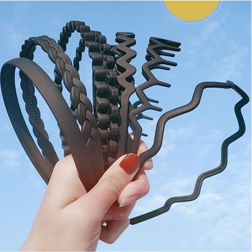 Fashion Matte Black Frosted Plastic Headband Hairband Wave Multi-type Women Gril Simple Hair Accessories