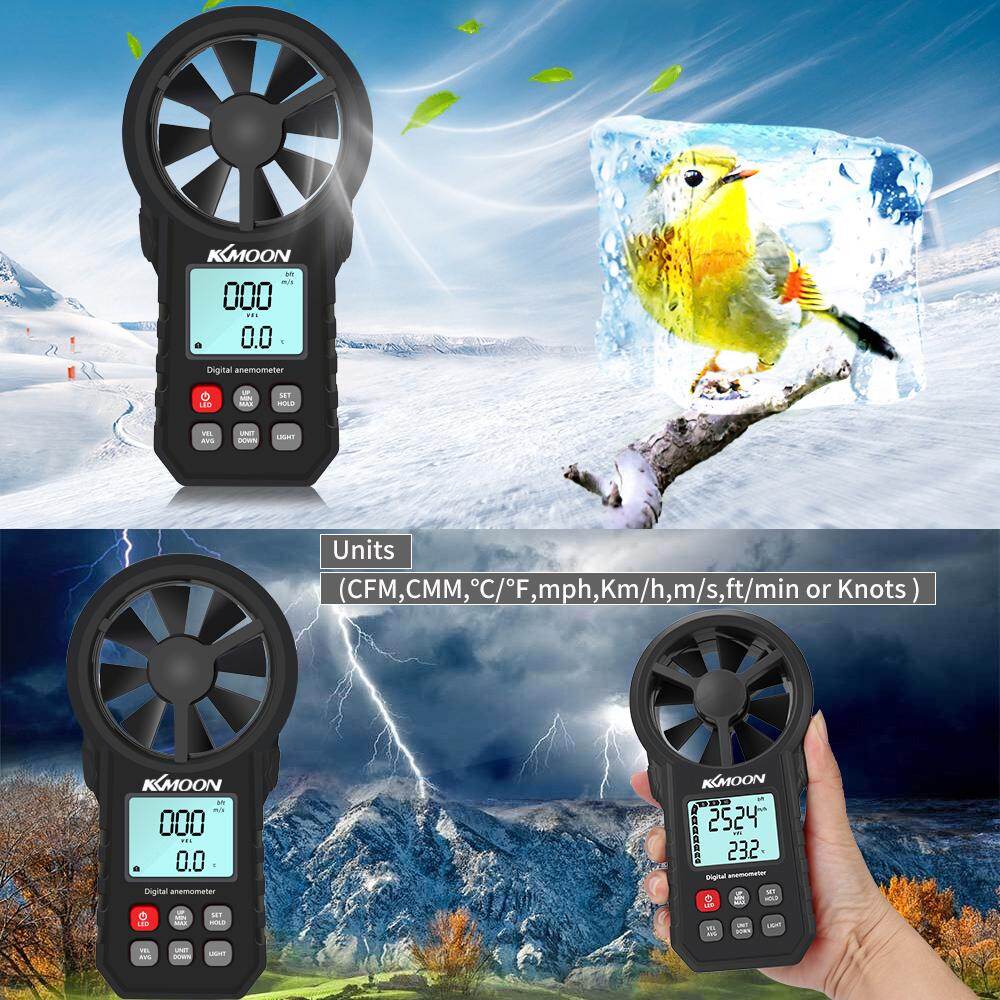 KKMOON Handheld Anemometer Portable Wind Speed Meter CFM Meter Wind Gauge with LCD Backlight for Weather Data Collection Outdoors Sailing Surfing Fishing