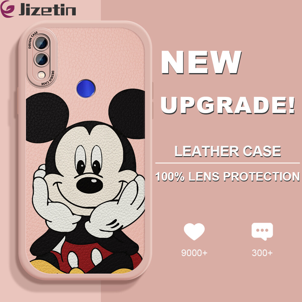 Jizetin Leather Casing For Xiaomi Redmi Note 7 Note 7 Pro Note 8 Note 8 Pro Handphone Casing Slim Skin Feeling Cartoon Micky Mouse Leather Back Casing Soft Silicone PU Leather Cover Phone Case
