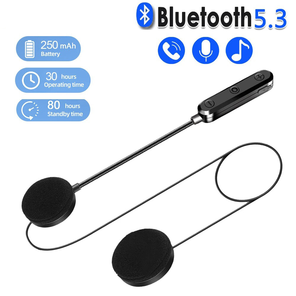 Motorcycle Headset Bluetooth 5.3 Wireless Handsfree Call Kit Stereo for Rider Riding MP3 Music Player Moto Earphone