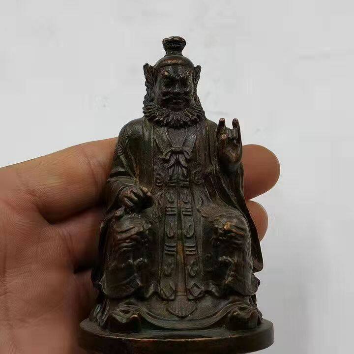 Brassware Brass Statue of Tianshi Zhang Ornaments Statue of God Bronze Buddha Antique Miscellaneous Collection Home Car Ornaments