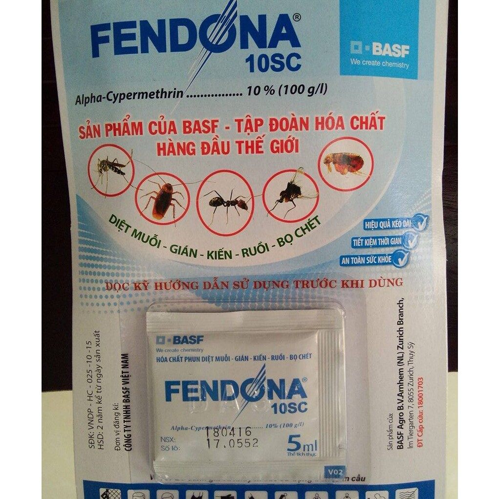 Chế phẩm diệt muỗi fendona 10sc 5ml, diệt muỗi, ruồi, bọ chét,.. côn trùng hiệu quả