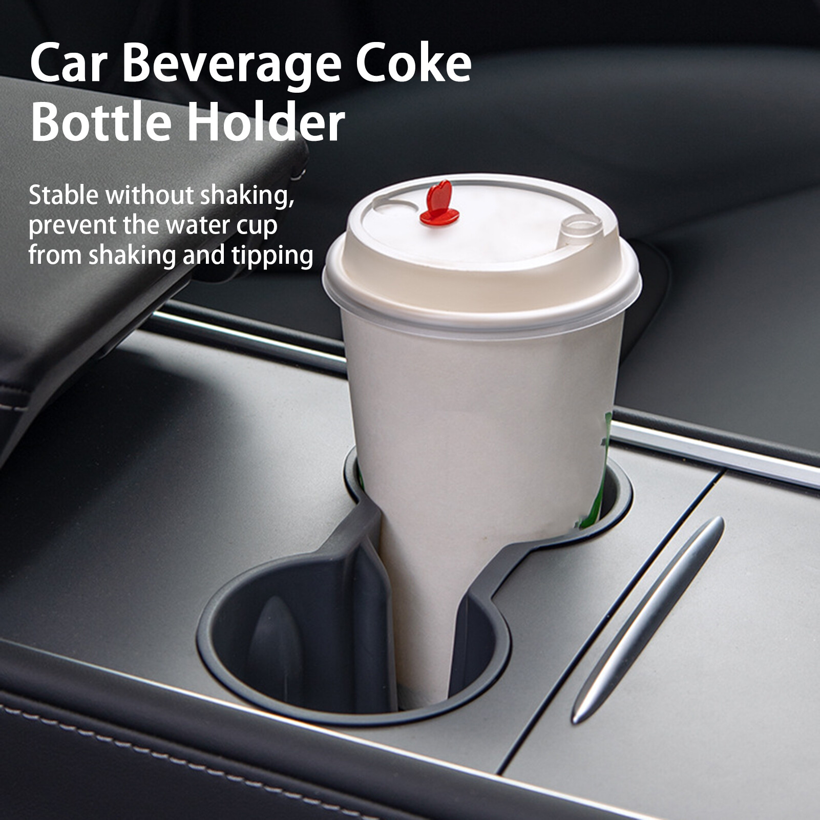 Gucanou Car Cup Holder Waterproof Replaceable Double Hole Center Console Insert Water Cup Holder for Model Y/3 Durable Car Drink