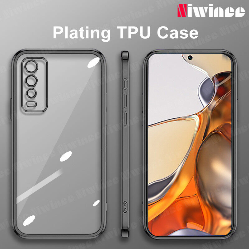 NIWINEE For VIVO Y20 Y20S Y20i 2021 Y12S Y20S G Anti-Drop Lens All-in-one Color Ransparent Non-slip Camera Protective Cover Plexiglass Case Men and Women Simple