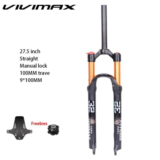 VIVIMAX MTB จักรยานส้อม Solo Air จักรยานด้านหน้า27.5/29นิ้วตรง/เรียวหลอด Lockout โลหะผสมแมกนีเซียม QuickRelease