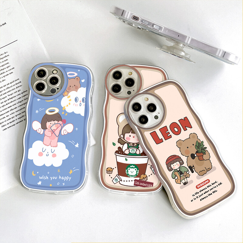 PMP Casing Case For Samsung Galaxy Note 10 Note 10 Plus Note 10 Plus 5G Note 20 Note 20 Ultra (With Free Holder) Fashion Soft Wavy Phone Case Lovely Girl Cartoon Shockproof Cellphone Casing Full Cover Camera Protection