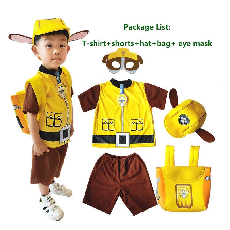 Carnival Paw Patrol Costume For Kids Cosplay Rubble Short Sleeve