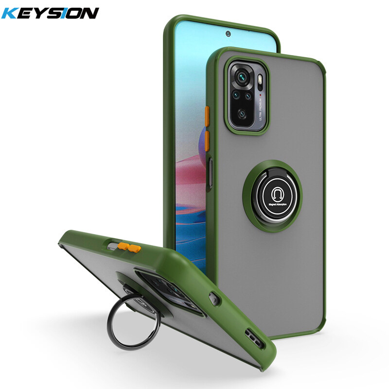 Keysion fashion matte case for redmi note 9 pro 9s 8 pro 8t transparent ring stand shockproof phone back cover for xiaomi redmi 9 9a
