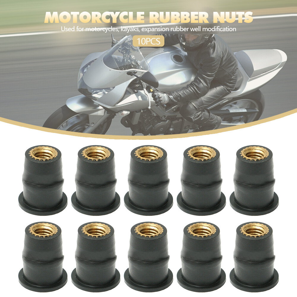JaneDream 10pcs/pack Motorcycle Universal Modified Windshield Rubber Nuts Bolts Screws M5 M6 Fasteners For Kayaking Rubber Well ATV