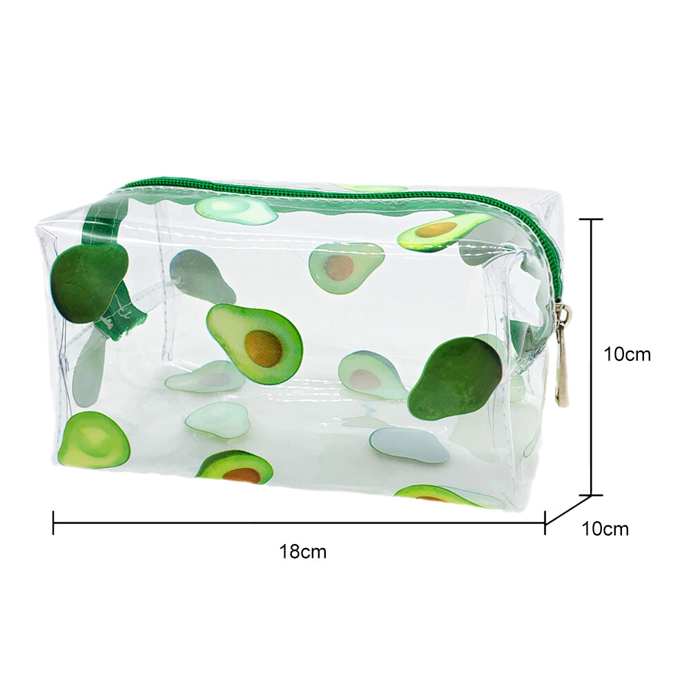 { Fast delivery }Clear PVC Cosmetic Bag Transparent Fruit Avocado Cosmetic Organizer Small Waterproof Multi-function for Women Girls Pen Storage Case