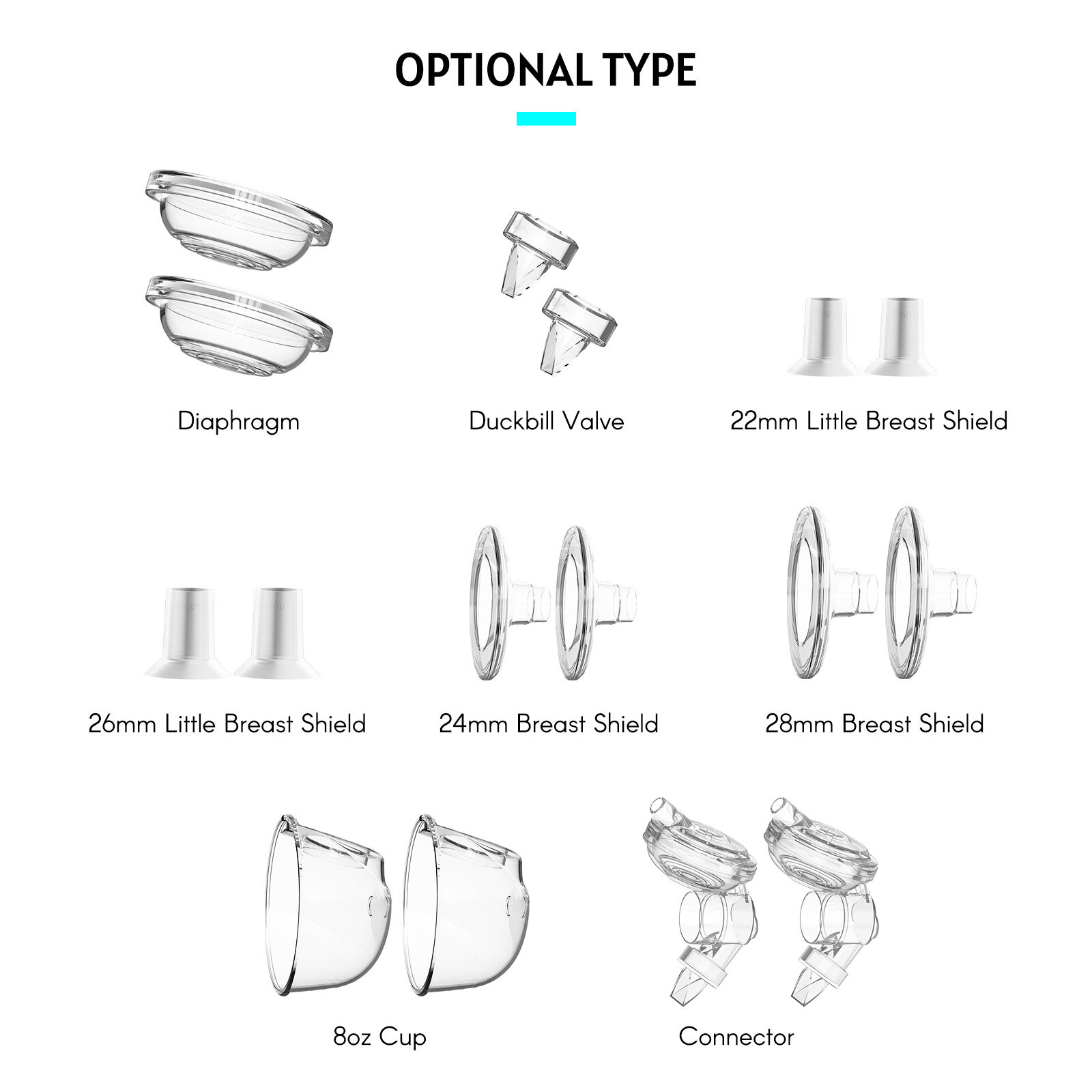 YOUHA Phụ Kiện Thay Thế Máy Hút Sữa Bằng Điện Bao Gồm 2 Chiếc Tấm Chắn Ngực 24Mm/28Mm Bằng Silicon Mềm Cấp Thực Phẩm Cho Máy Hút Sữa Đeo Được INS