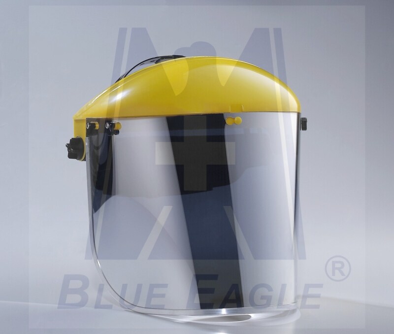 BLUE EAGLE Yellow Browguard ABS Holder B1YE with HG1 Headgear + Aluminized Face Shield Visor FCR3, Certified by CE, ANSI