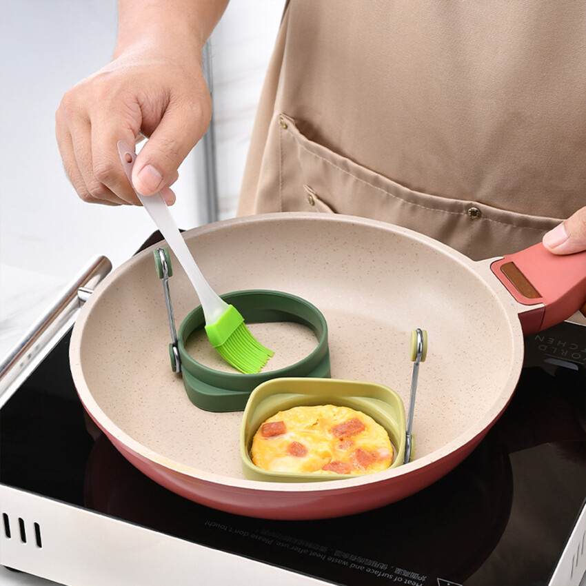 1 Cái Khuôn Trứng Chiên Khuôn Ốp La Tiện Lợi Hình Tròn Hai Mặt Công Cụ Silicone Khuôn Bánh Kếp Khuôn Chảo Rán Phụ Kiện
