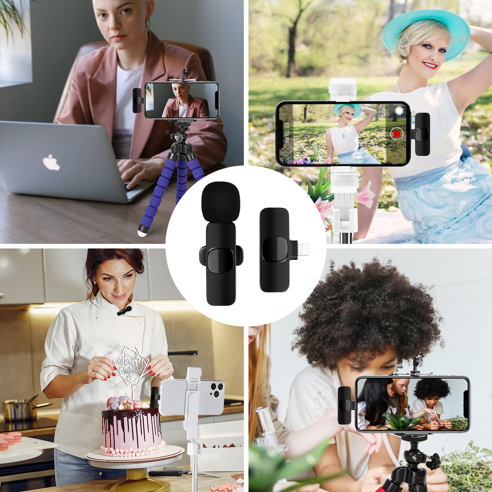 Selens Wireless Lavalier Microphone Mic For iPhone iPad Type C Android Video Recording
