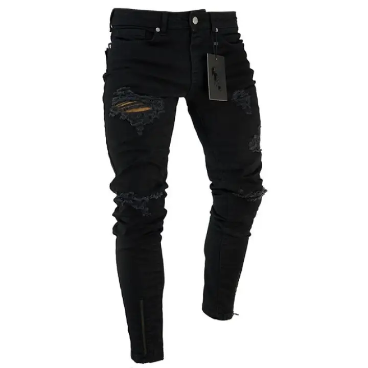 black jeans ripped bottom