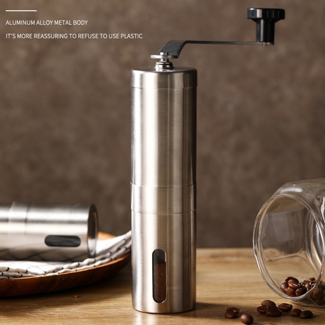 2 I Cafilas Manual Coffee Grinder Portable Mill 420Stainless Steel 30G Coffee Power Titanium Plating Burr