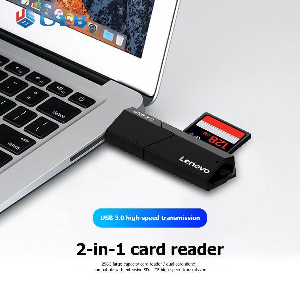 Lenovo d204 portable 5gbps usb 3.0 card reader 2 in 1 sd tf memory cards adapter for computer pc