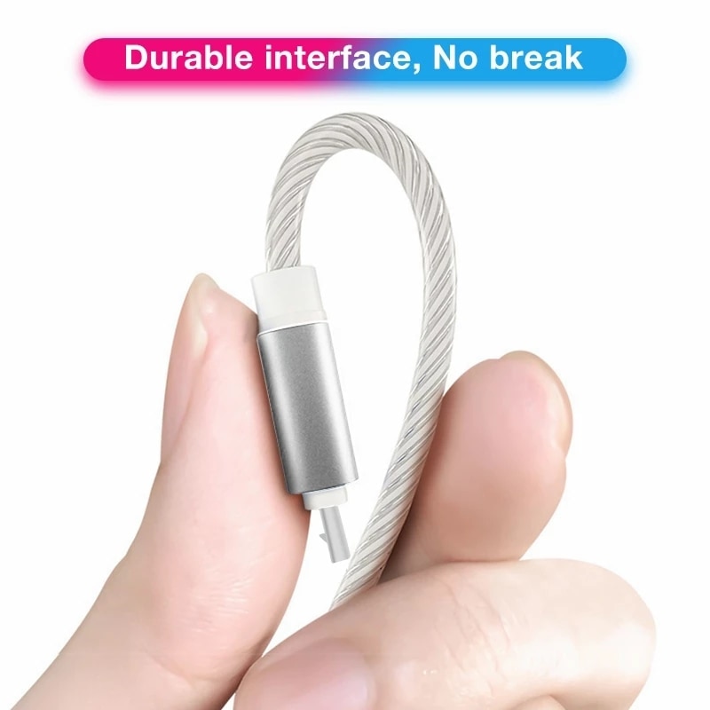 2M Type C Glowing Cable Mobile Phone Charging Cables LED Light Charger For Samsung Xiaomi Iphone Charge Wire Co