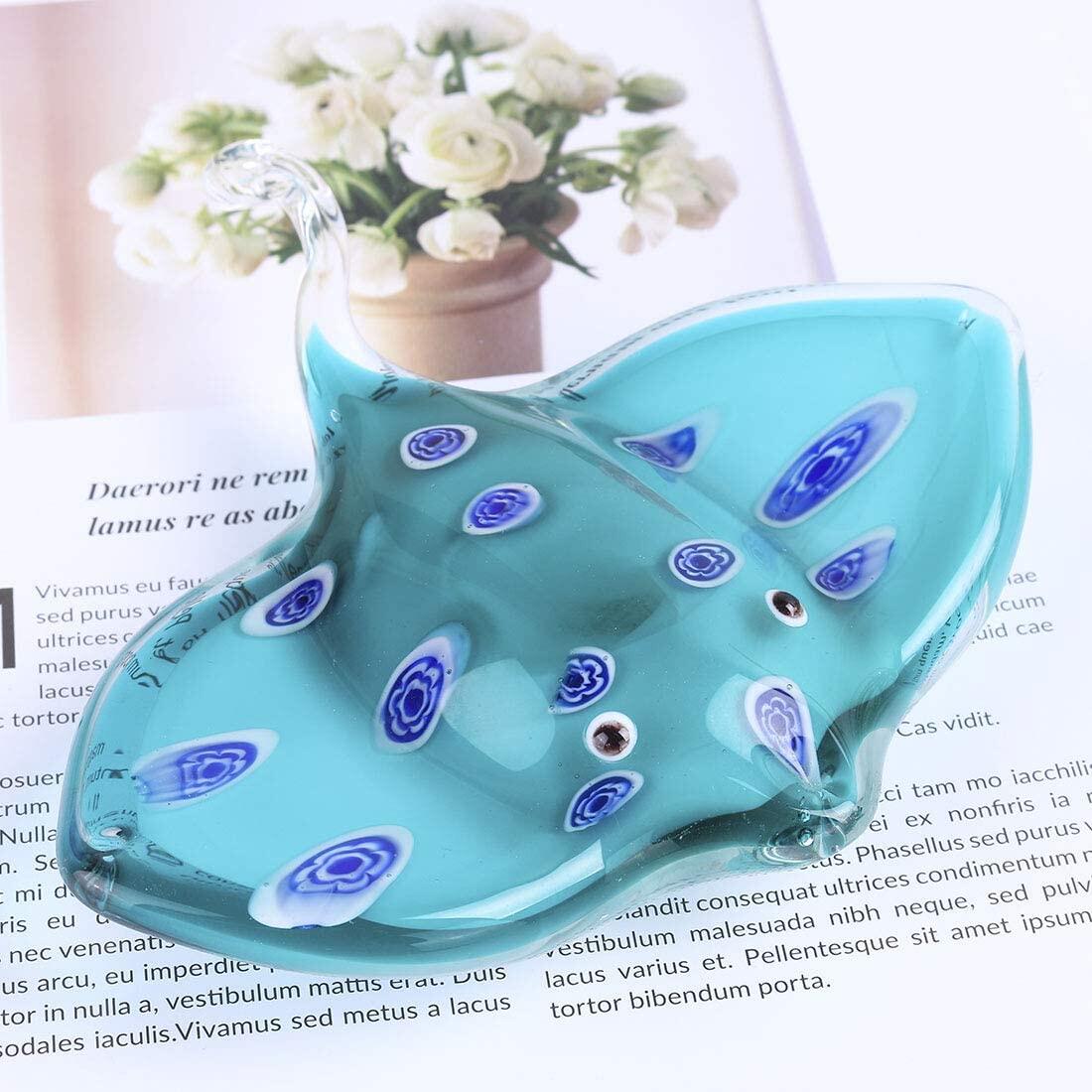Glass Manta Ray Fish Figurines Collectibles Crystal Art Sea Animals Creatures Coastal Decor Cute Stingray Sculpture