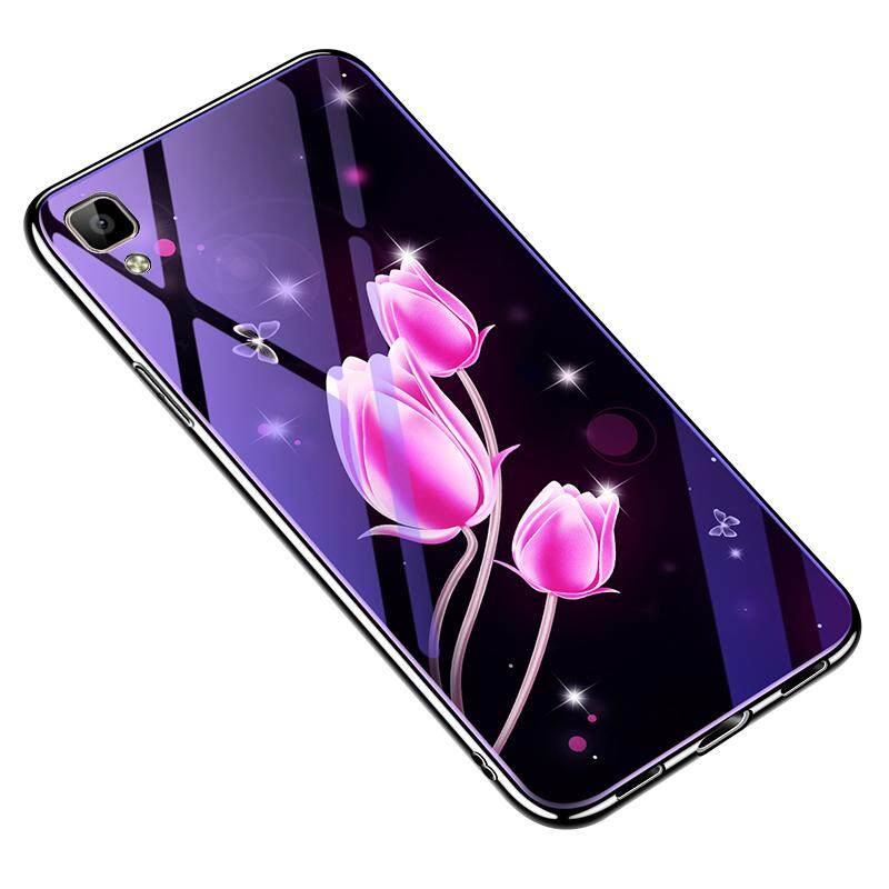 Untuk OPPO R7S Kartun Yang Indah Kaca Antigores Casing Serigala Rusa Bunga Plating TPU Penutup Belakang Anti Ledakan Penutup Blue Ray