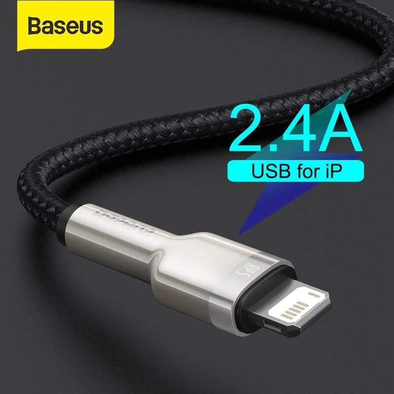 Baseus USB Cable For iPhone 13 12 Pro Max XS XR X 2.4A Fast Charging Cable For iPhone Cable 7 SE 8 Plus Charger For iPad Air