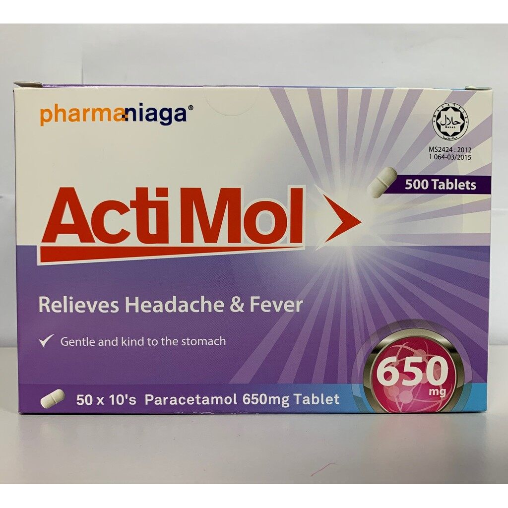 PHARMANIAGA ACTIMOL PARACETAMOL TABLET 650MG 50x10'S (EXP: 4/2025) | Lazada