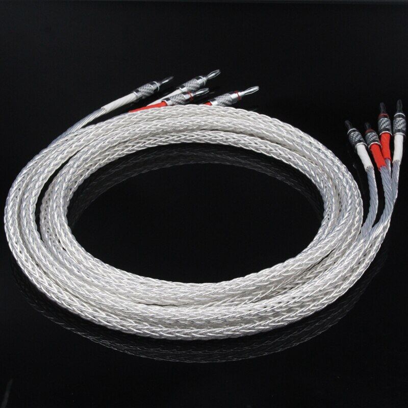 5 Pair OCC Silver-Plated Hifi Speaker Cable High Performance Speaker Amplifier Sound Connecting Line With Banana