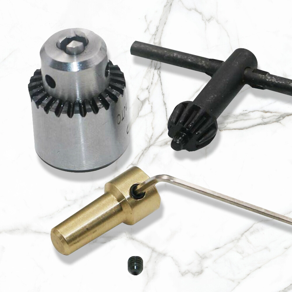 Micro Motor Drill Chuck Clamping Range 0.3-4mm Mini Taper Mounted Drill Chuck Wrench 3.17mm Brass Electric Motor Shaft Chuck