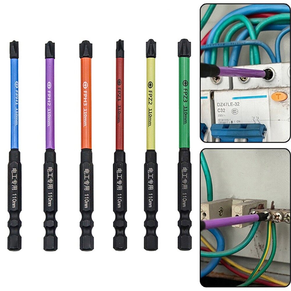 Unnicoco 6Pcs FPH FPZ Screwdriver Bits 110mm Special Cross Screwdriver Bit For Socket Switch, Circuit Breakers, Air Switches, Socket Panels